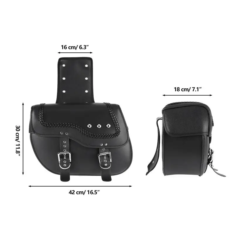 A Pair Motocycle Waterproof Saddlebag Side Tool Bag Pouch PU Leather Out Door Luggage Saddle Tool Bag Universal