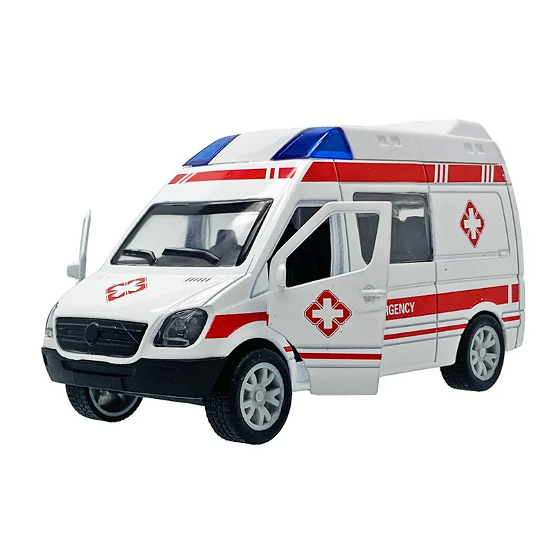 Boys Ambulance Modle Toy Car Metal Shell 1 :32 Acousto-optic Patrol Wagon Children Gift