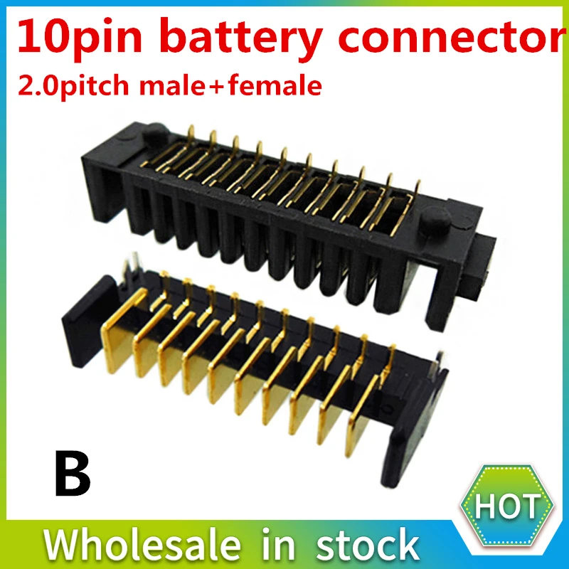 10pin laptop battery connector 2.0mm pitch 180 degree bend foot male and female plug Foot length 5.8mm Band fixed point