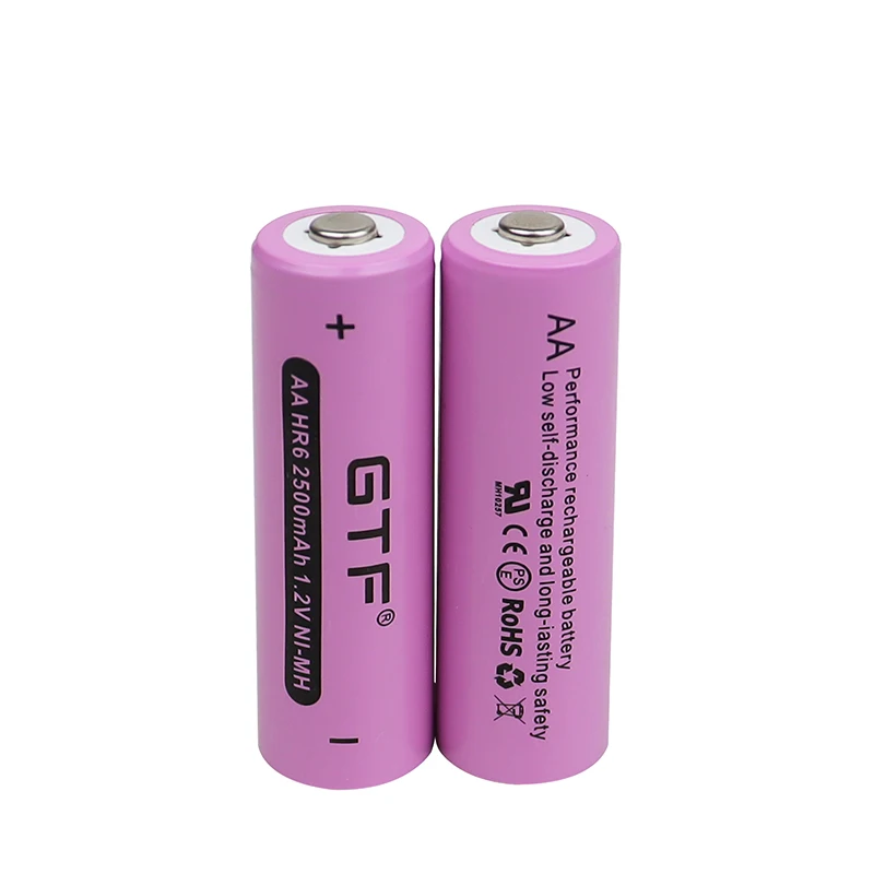 GTF 1.2V AA 2500mAh Ni-MH Rechargeable battery aa for Temperature gun remote control mouse toy batteries