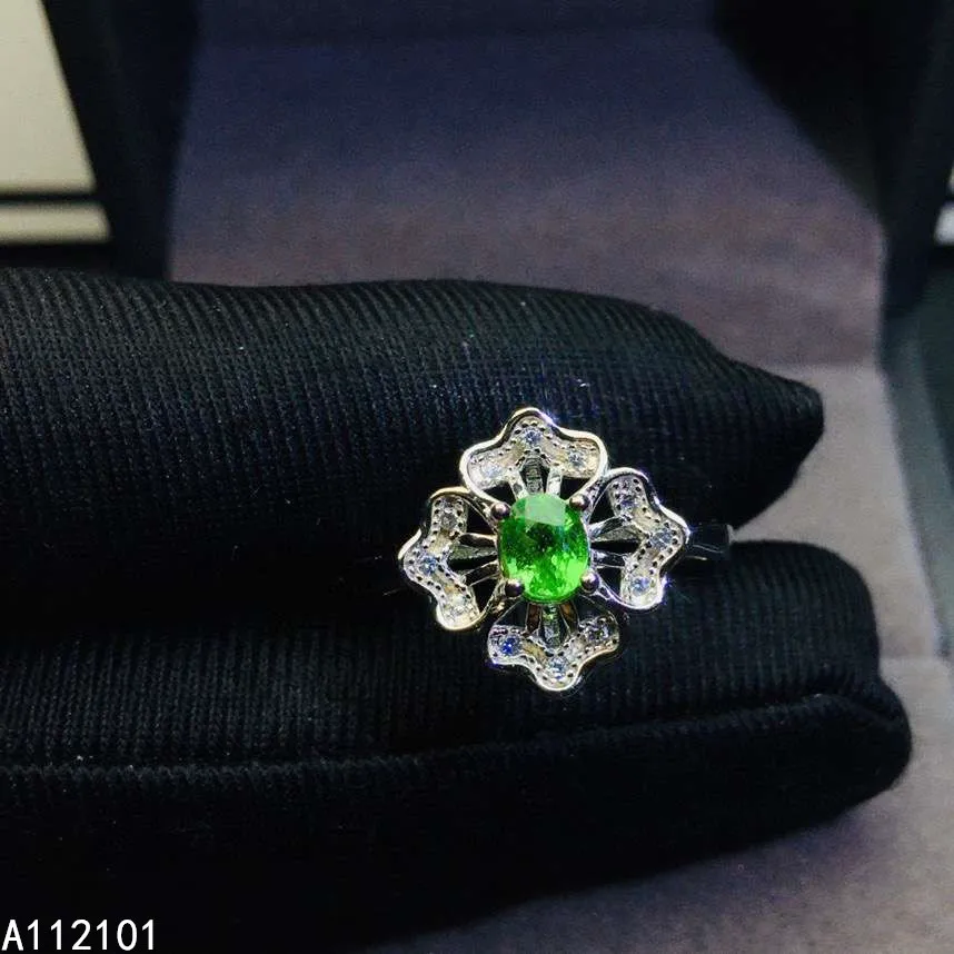 

KJJEAXCMY fine jewelry S925 sterling silver inlaid natural Tsavorite new girl luxury gemstone ring support test Chinese style