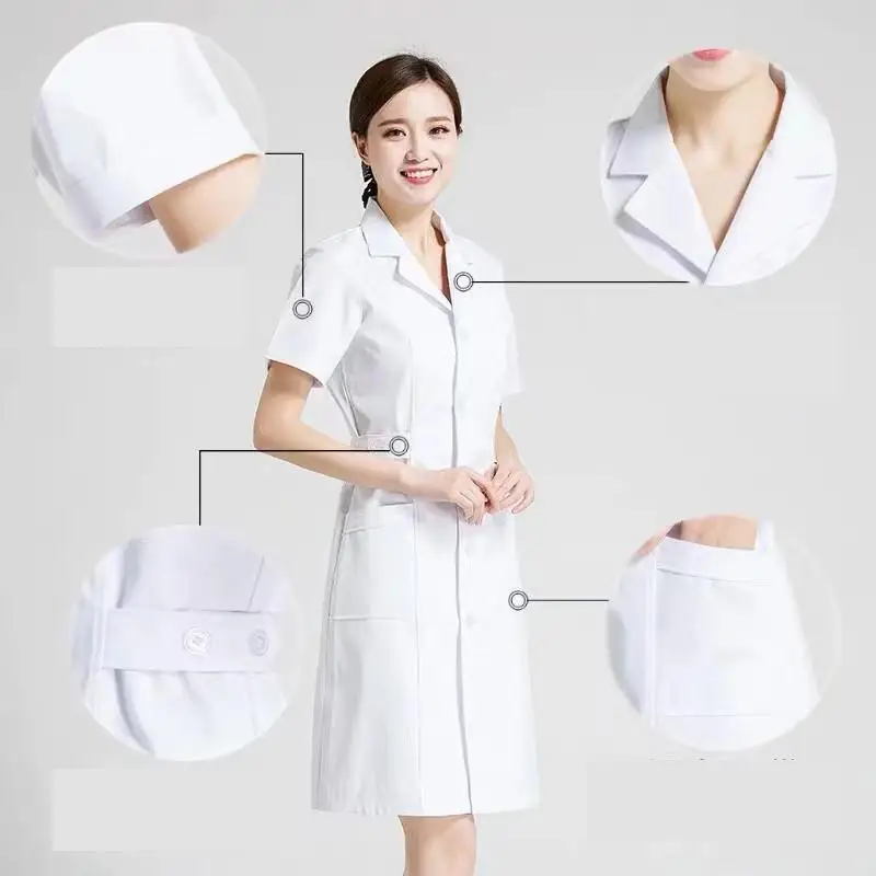 Uniformes de enfermera de manga larga, abrigo blanco de laboratorio, servicio de médico, monos de farmacia femeninos, uniforme de salón de belleza,