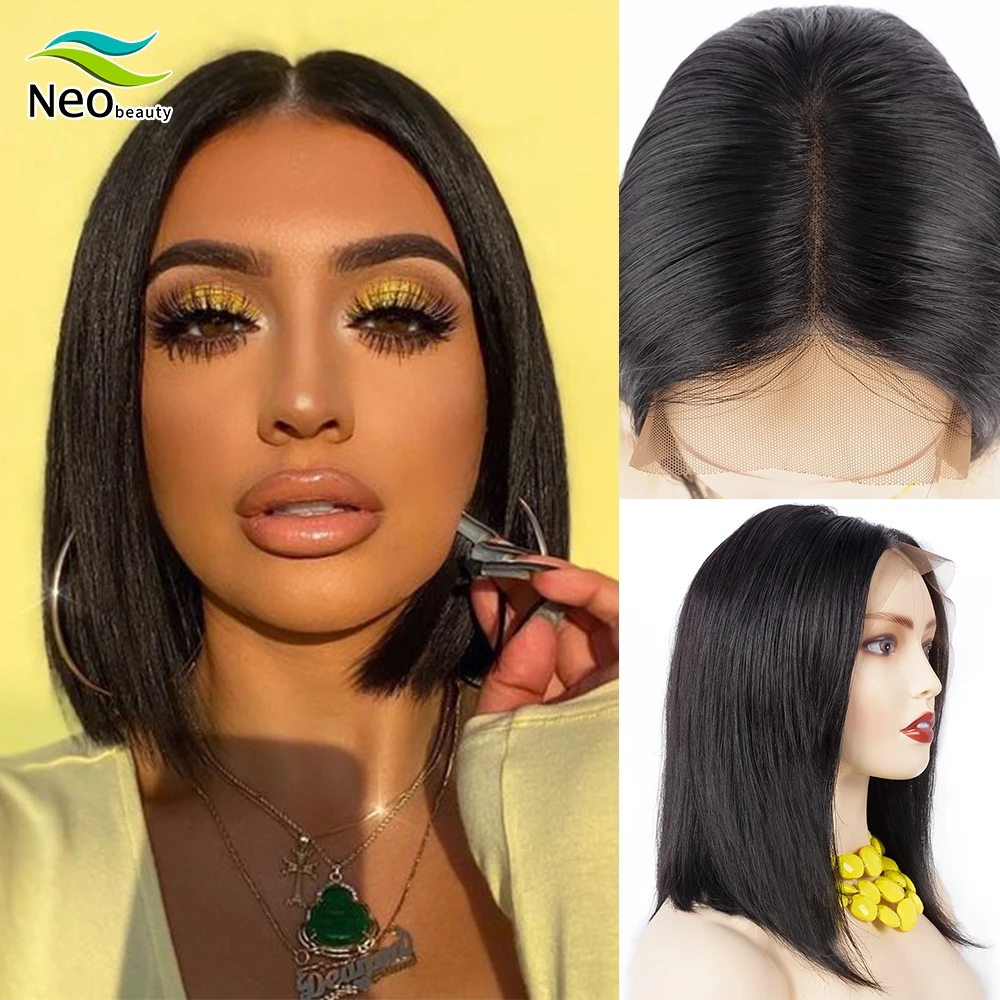 

NeoBeauty Straight Bob Lace Front Wigs Short Bob Human Hair Wigs 150% Density Brazilian Remy Hair Lace Frontal Wig for woman