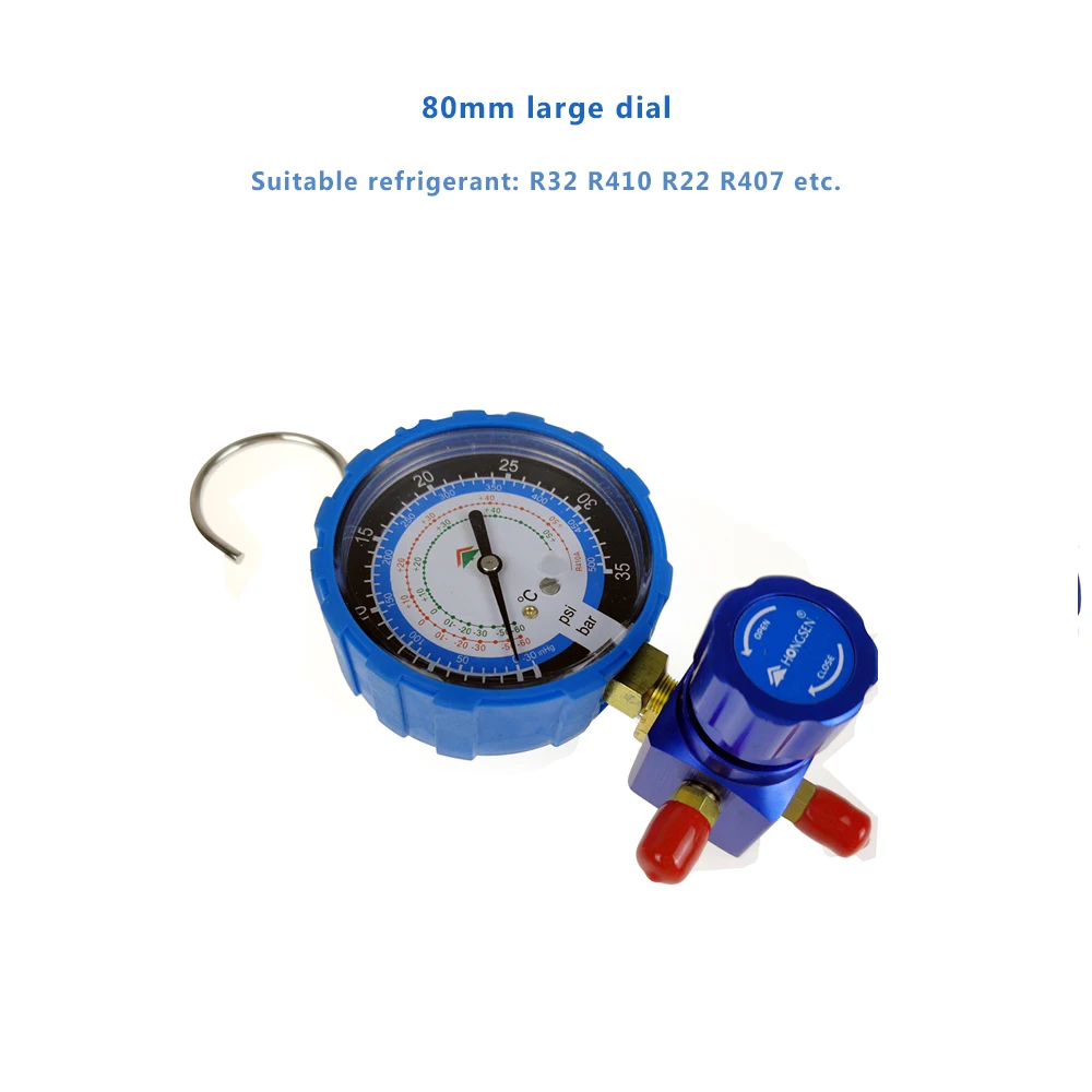 

HS-468AL Low Pressure 1-Way Manifold Gauge For R410a R32 Refrigeration Air Conditioning Liquid Meter Snow Table Refrigerant