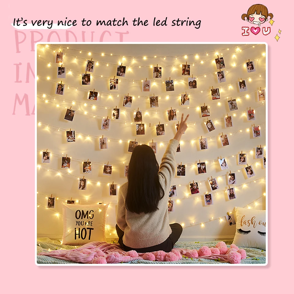 Photo Clips LED String Lights 2M 5M 10M USB Fairy Garland Light Battery Powered For Christmas Wedding Party Bedroom Decoration