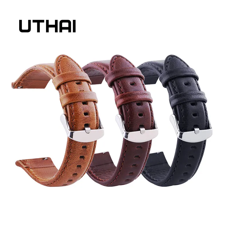 UTHAI P09 20 مللي متر حزام ساعة اليد الكلاسيكية جلد العجل 22 مللي متر حزام (استيك) ساعة مع حزام ساعة جلد التبديل الأذن الساعات