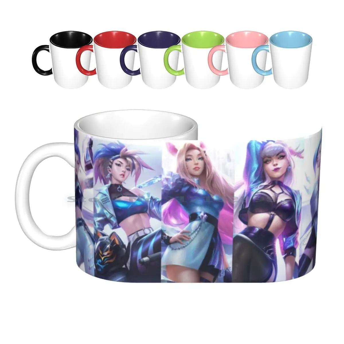 Kda Pops Stars All Out Collage-- 12k Res Ceramic Mugs Coffee Cups Milk Tea Mug Summoners Rift Icon Ahri Akali Anivia Annie