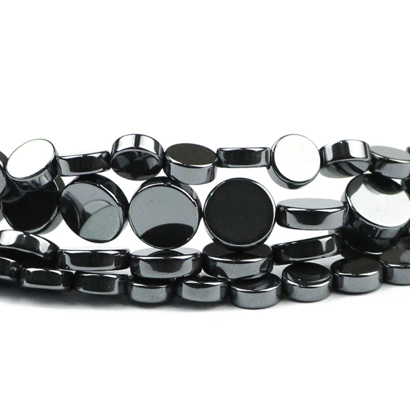 COINS Black Hematite 8/6MM Natural Stone Flat Round Spacers Loose Beads For Jewelry Making DIY Bracelets Necklace Accessories