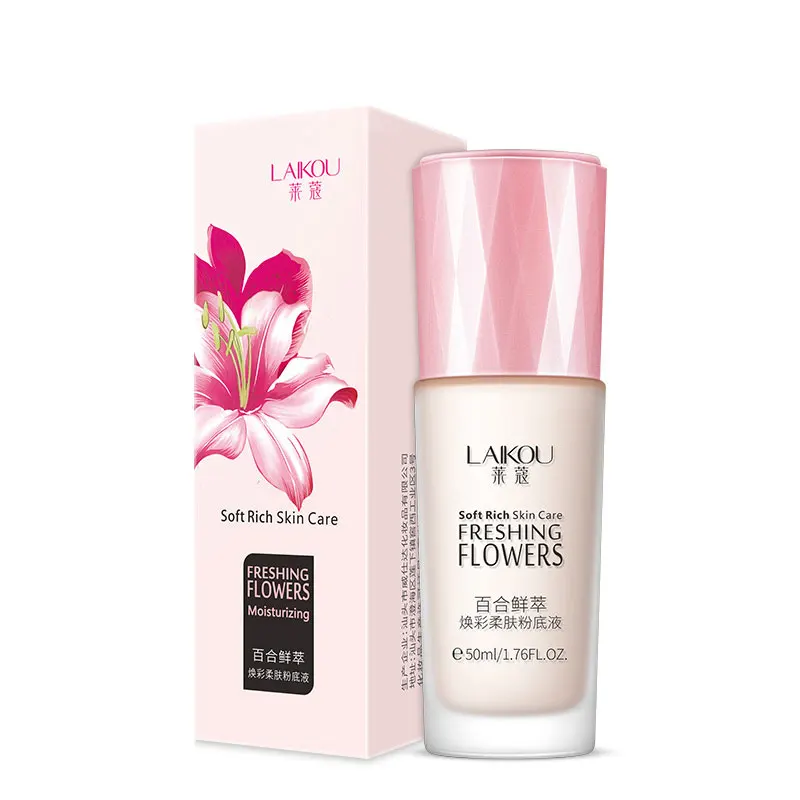 Liquid Foundation Concealer Nourish Serving Moisturizing Natural Whitening Brighten Pearl Powder Lily Flower Extract Makeup 50ml