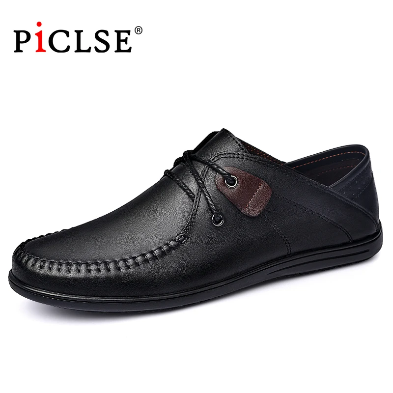 

PICLSE Luxury Brand Genuine Leather Shoes Men Loafers Business Casual Shoes Moccasins Man Flats Shoes Winter Men Shoes