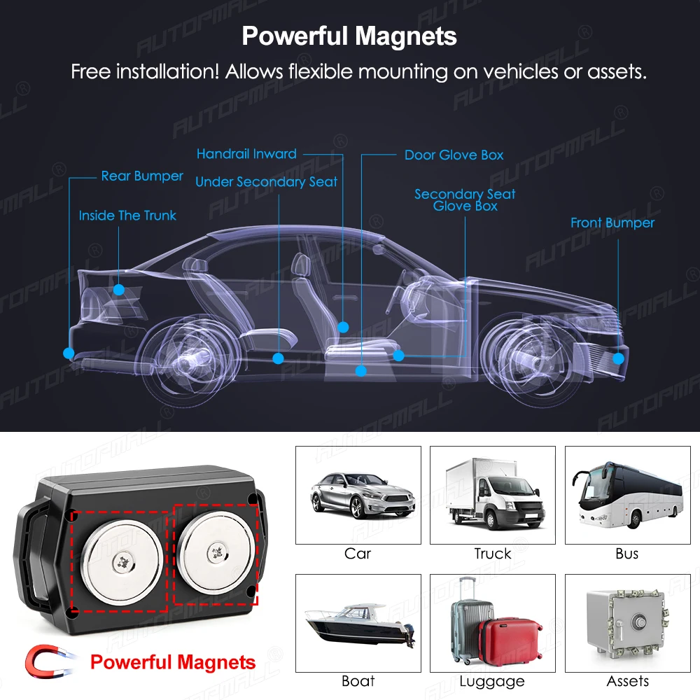 Newest Car GPS Tracker Vehicle Magnetic Tracking Device 3000mah Standby 50Days Voice Monitor Geofence GPS Locator TKSTAR TK935