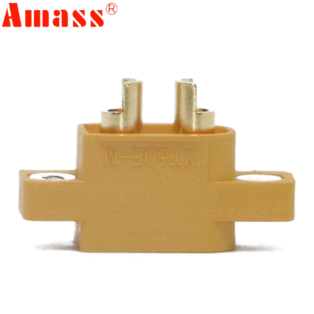 100pcs AMASS XT60E-M XT60 Mountable Male Plug Connector with Screw For Racing Models Multicopter Fixed Board DIY Spare Part