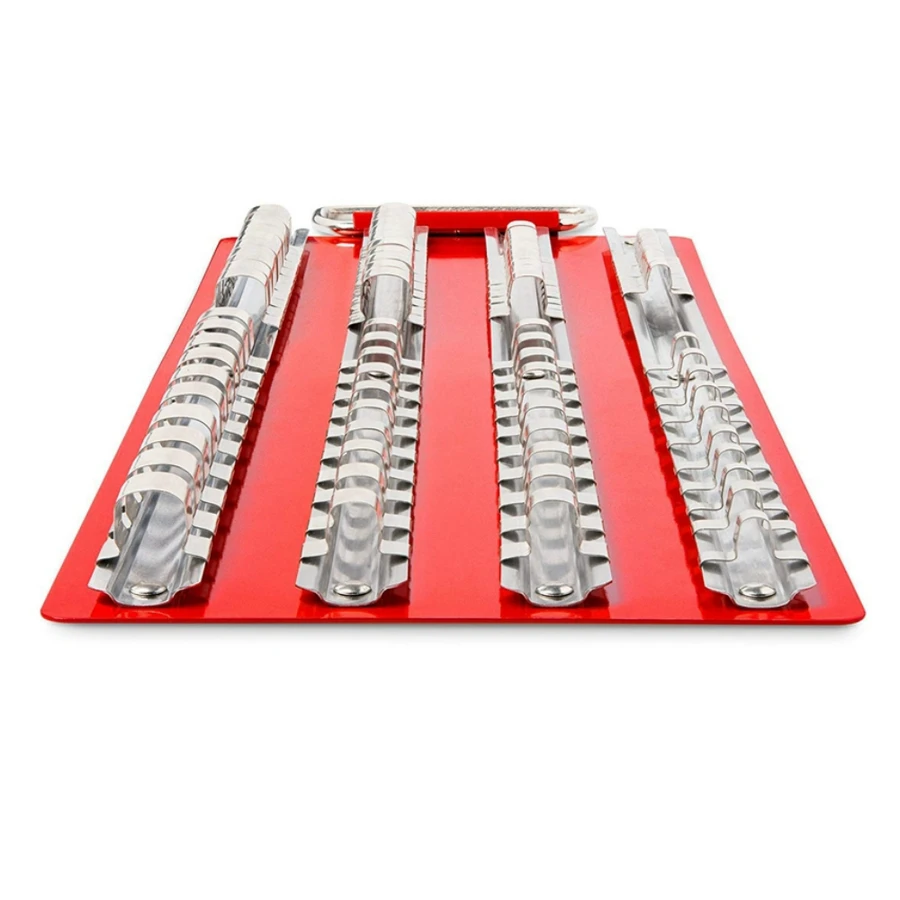 80PCS Stainless Steel Socket Tray Rack 1/4 Inch 3/8 Inch 1/2 Inch Snap Rail Tool Set Organizer