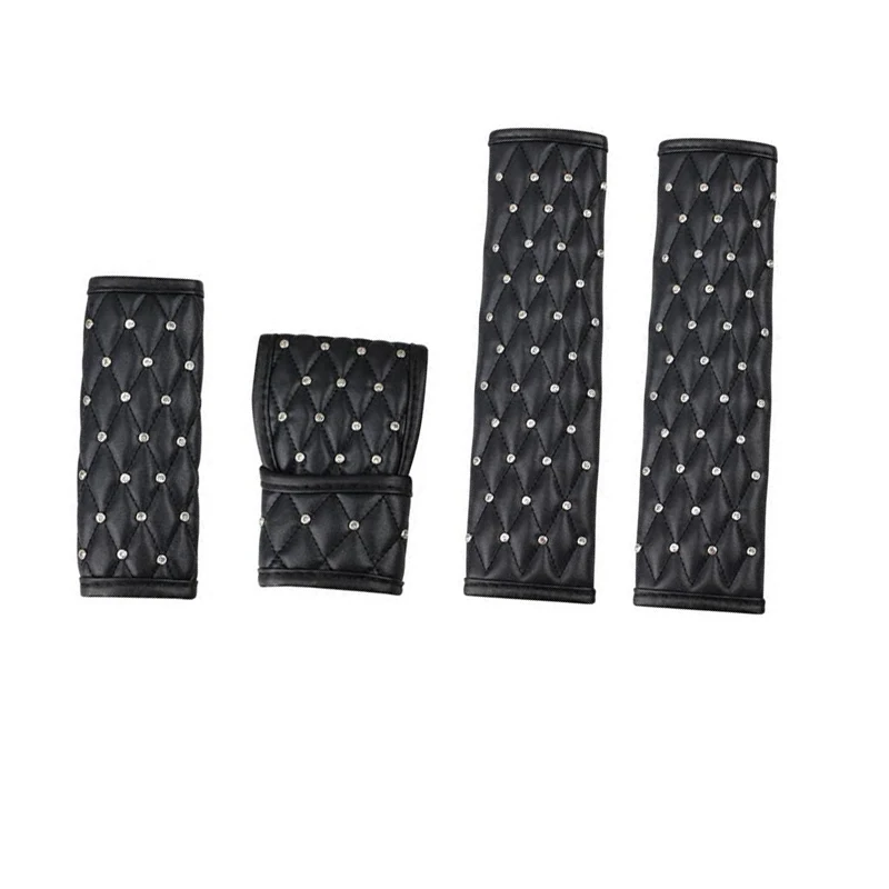 1pc Universal Crystal Car Seat Belt Cover Set Diamond Hand Brake Gear Cover Auto Shoulder Pad Styling Car Interior Accessories