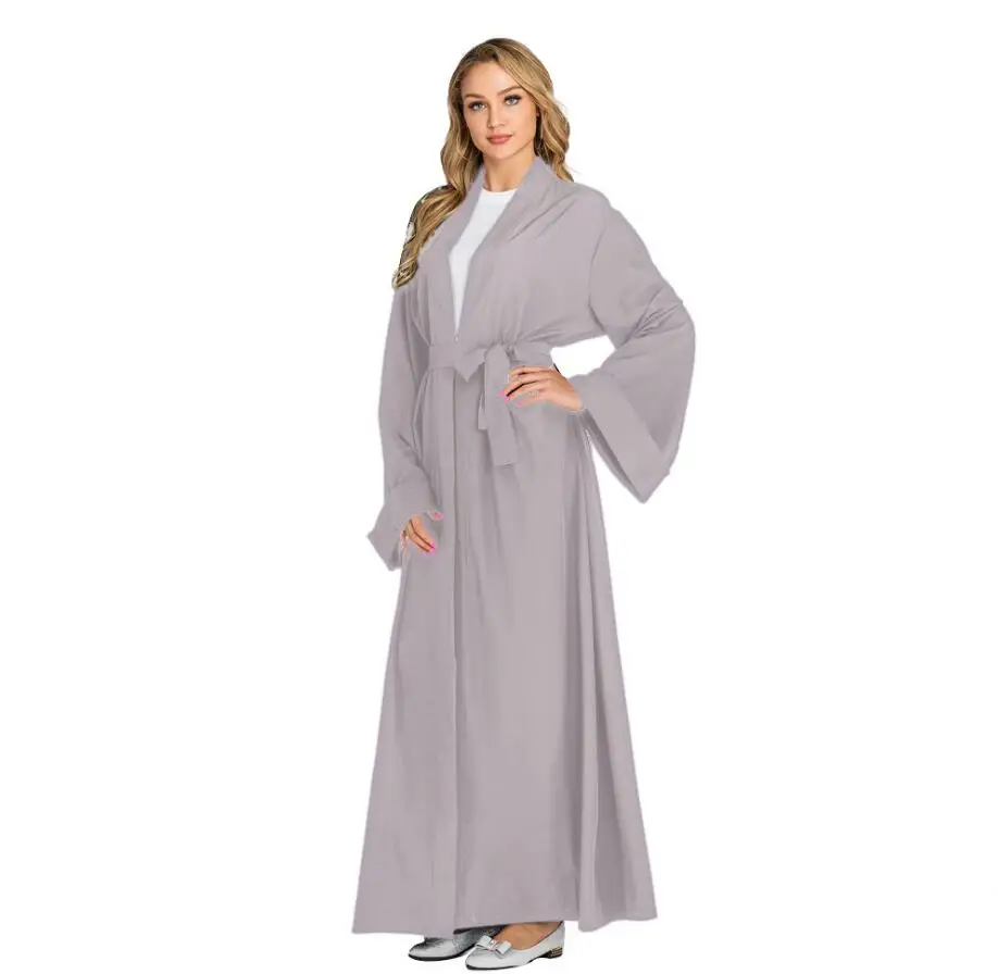 Imagem -05 - Abaya Brief Feminino Roupa Muçulmana Casual Sólida Faixa Fina Cores Caftan de Dubai Islâmico Kaftan Recém-chegados A1272