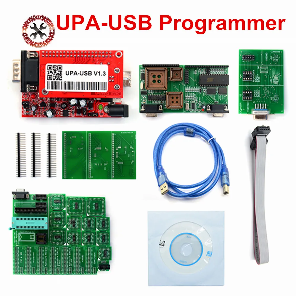 في الخارج الأصلي UPA USB مبرمج V1.3 مع محولات كاملة وحدة رئيسية UPA-USB 1.3 UPA USB V1.3 ECU رقاقة ضبط OBD2 أداة