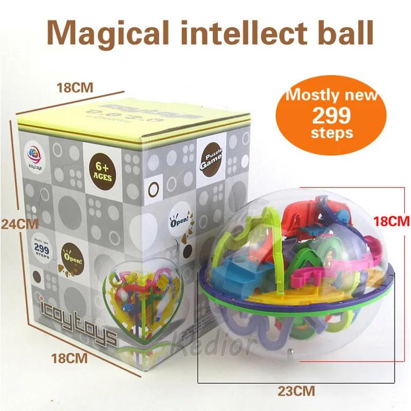 100/208/299 Steps 3D Maze Ball Game Toy Magic Intellect Maze Puzzle toys For Kid\'s Educational Magic For Christmas School Gift