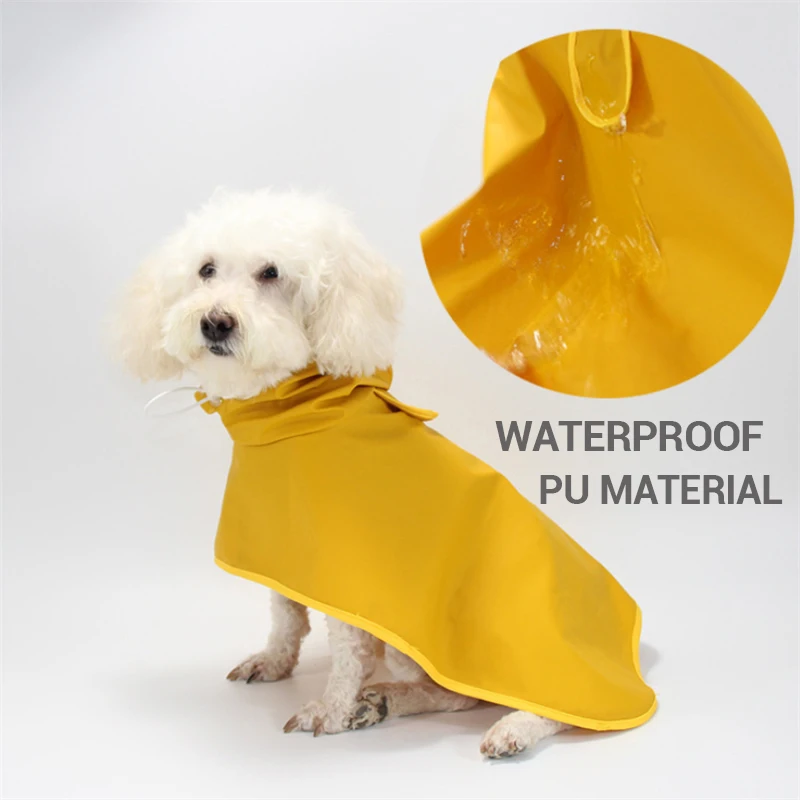 Dog Raincoat Waterproof Soft PU Breathable Dog Rain Jacket for Small Dog Hooded Dog Rain Coat with Transparent Cap Protect Belly