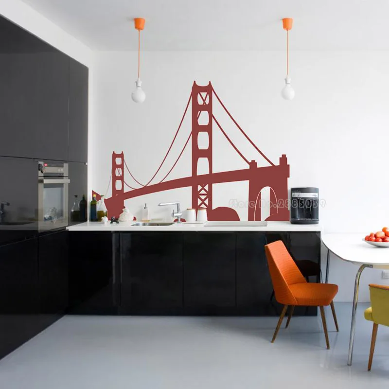 Travel Landmarks USA San Francisco Golden Gate Bridge Wall Decals Modern Home Decor For Living Room Vinyl Wall Stickers LL2580