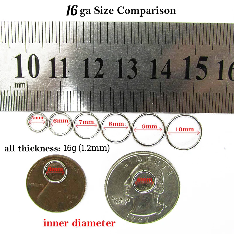 1PCS G23 Surgical Steel Septum Piercing Clicker Jewelry 16G Nose Hoop Piercing Lot Labret Cartilage Helix Piercing Nose Rings