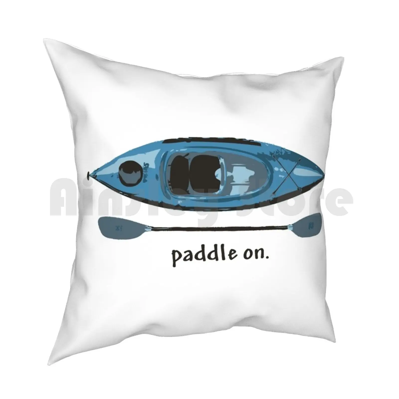 Blue Kayak With Paddle Illustration , And 