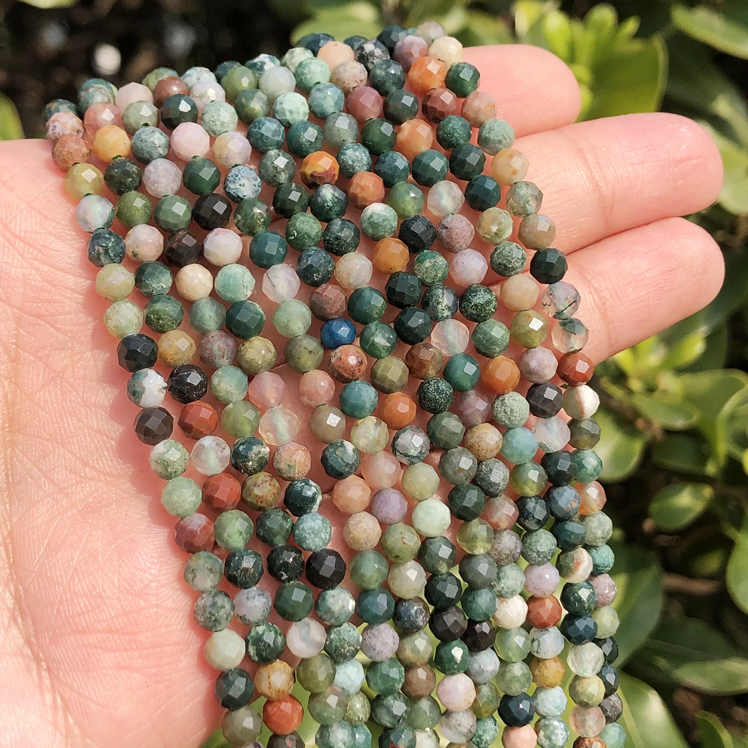 Natural Stone Beads Faceted Indian agates Loose Spacer Beads For Jewelry Making 2/3/4mm DIY Handmade Bracelets 15''Strand