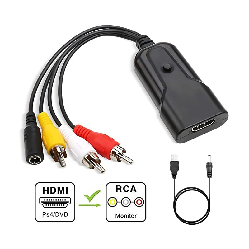 HDMI to AV Converter Adapter HD TO CVBS RCA Composite 1080P HDMI Audio Video Converter Adapter for TV Box PS4 PS3 Xbox