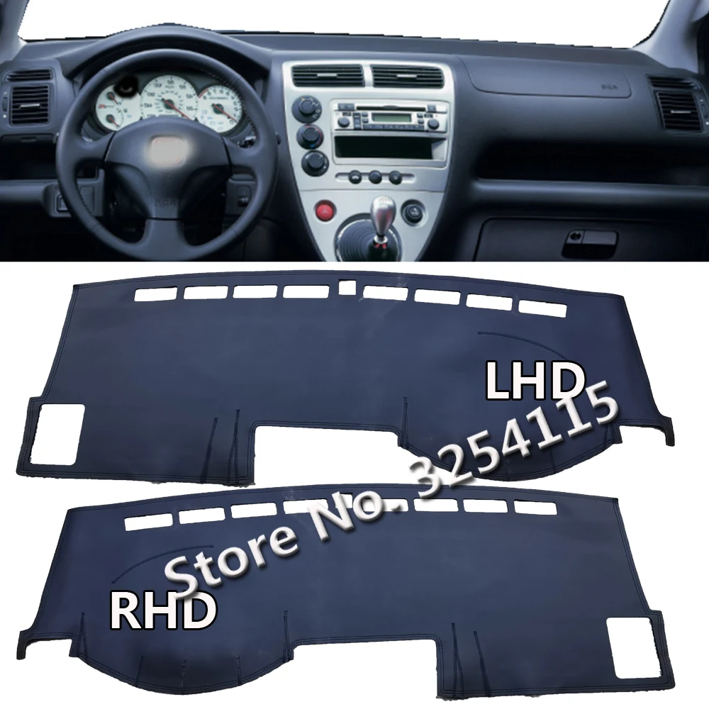 PU Leather Dashmat Suede Dashboard Cover Pad Dash Mat Carpet Car Styling Accessories For  Honda Civic Type-R EP3 2002 ~ 2005