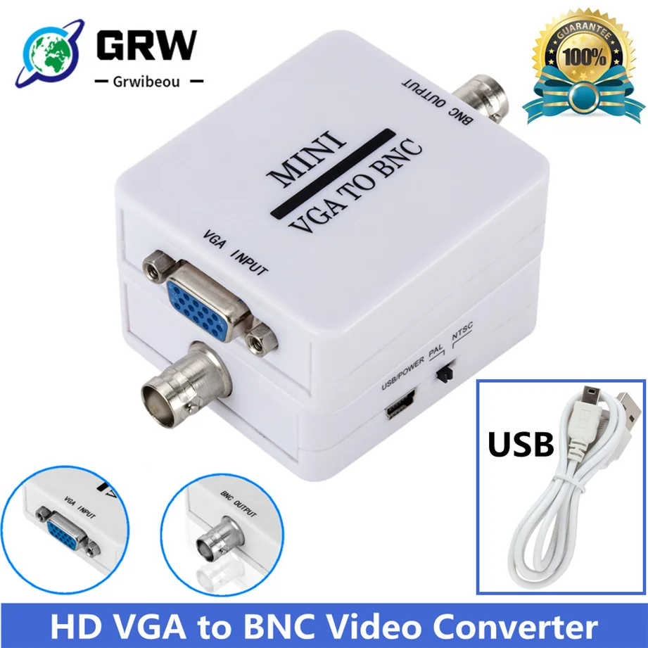 Mini HD VGA to BNC Video Converter Convertor Box Composite VGA to BNC Adapter Conversor Digital Switcher Box For HDTV Monitor