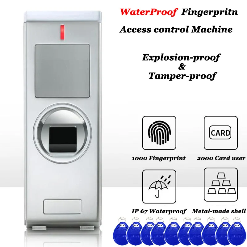 

Металлическая водонепроницаемая система контроля доступа с датчиком отпечатков пальцев, 12 в пост. Тока