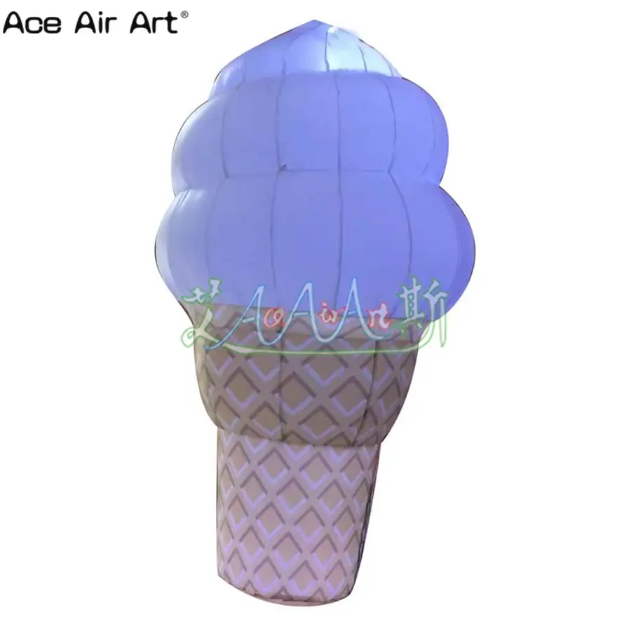 Inflatable Ice Cream Replica with Bright Led Lights ,Air Blown Cream Cone, 2 m Height, China Supply