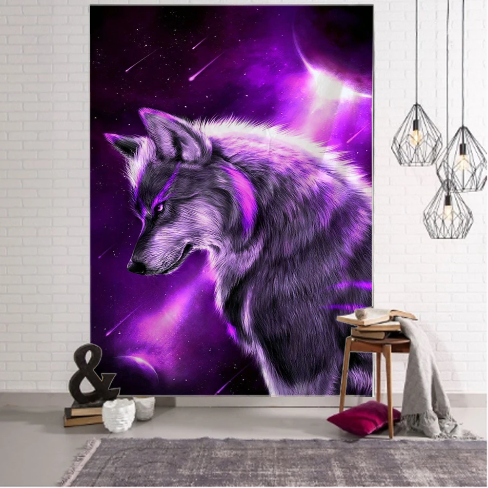 Wildlife Wolf Tapestry Wall Hanging Boho Decorative Wall Covering Tapestry Psychedelic Hippie Tapestry Mandala Wall Hangings