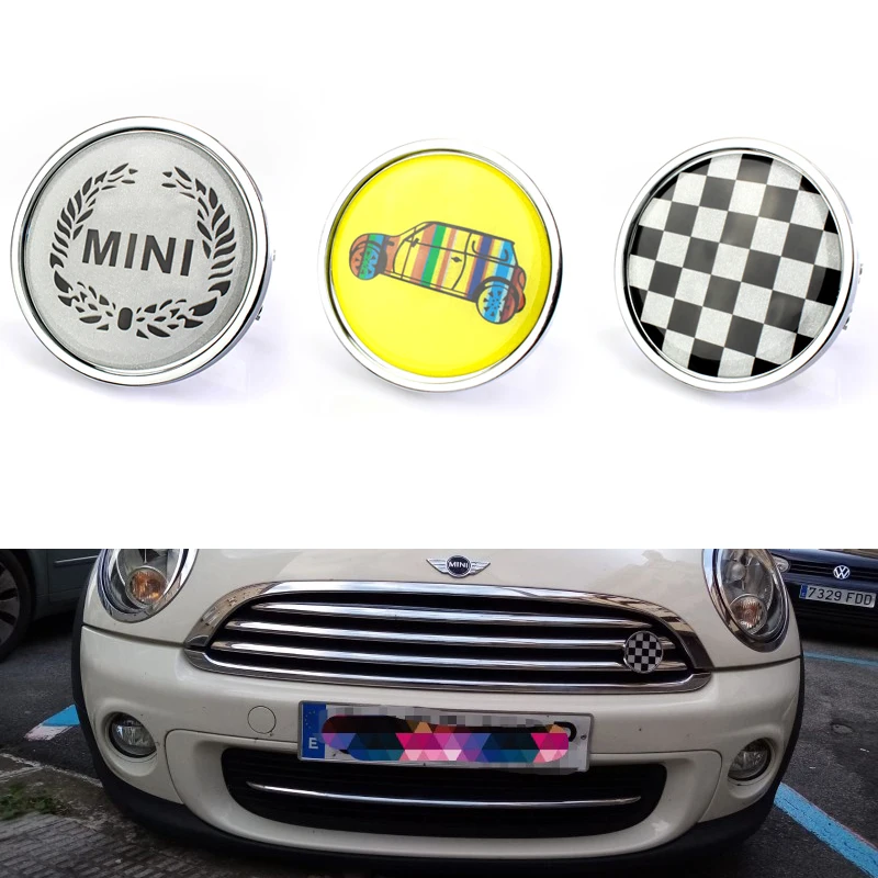 Car 3D Front Grille 3 Pcs/set Emblem Badge Metal Yellow Sticker For Mini Cooper Countryman Clubman Accessories all version