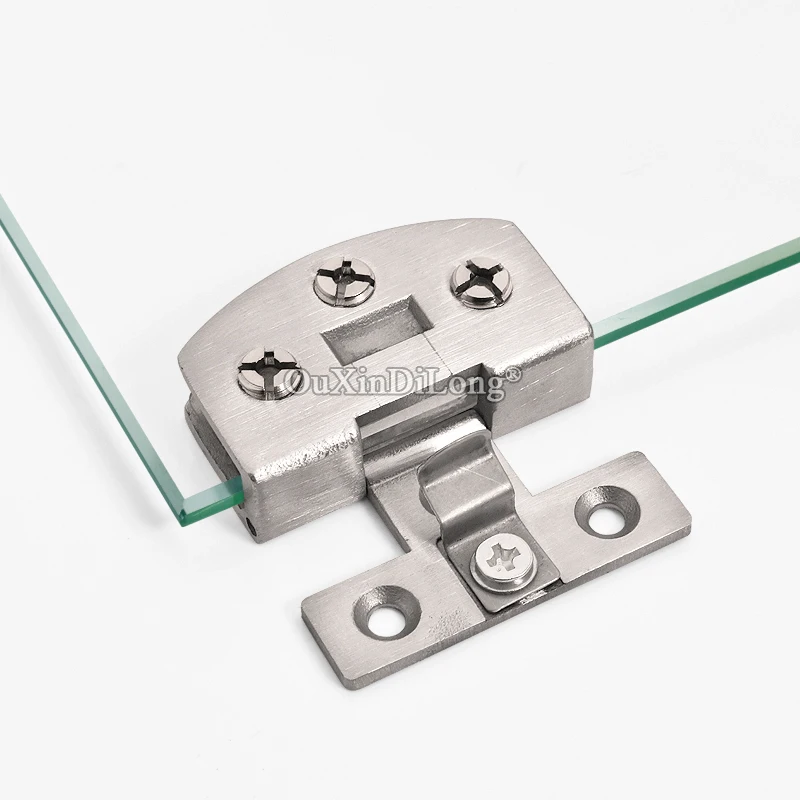 NEW 4PCS 304 Stainless Steel Cabinet Hinges Shopping Mall Jewelry Phone Display Glass Cabinet Door Hinges Clamps for 5~8mm