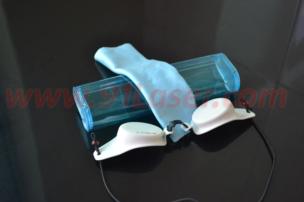 Laser Safety Goggles for 190-3000nm CE  Ceramic White and Metal Material Cleaning Cloth and Plastic Case Laser Glasses