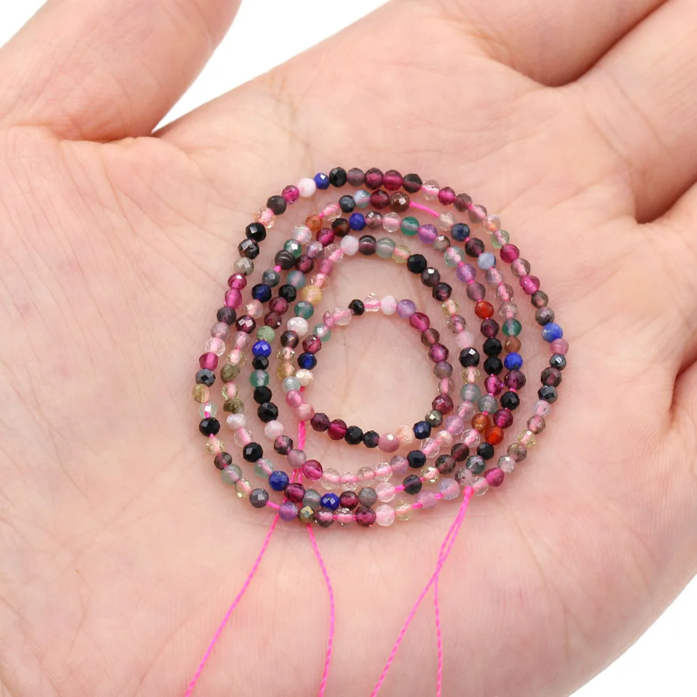 100% Natural Stone Beads Small Faceted Beads for Women Jewelry Making DIY Necklace Bracelet Accessories 2-3mm 15inch