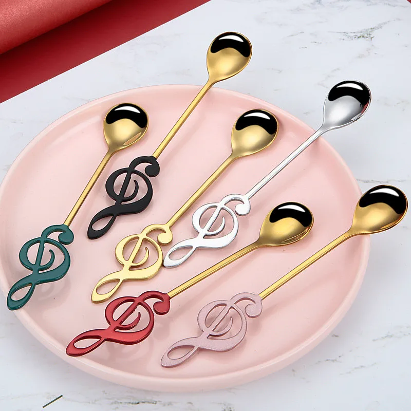 Creative Stainless Steel Musical Note Spoon Coffee Tea Stirring Spoons Teaspoon Dinnerware Christmas Tableware Kitchen  Utensils