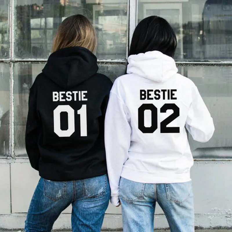 Casual Autumn O-Neck Long Sleeve Jumper Pullovers Femme Bestie Letter Print Hoodies Women Best Friend Matching Gift Sweatshirts