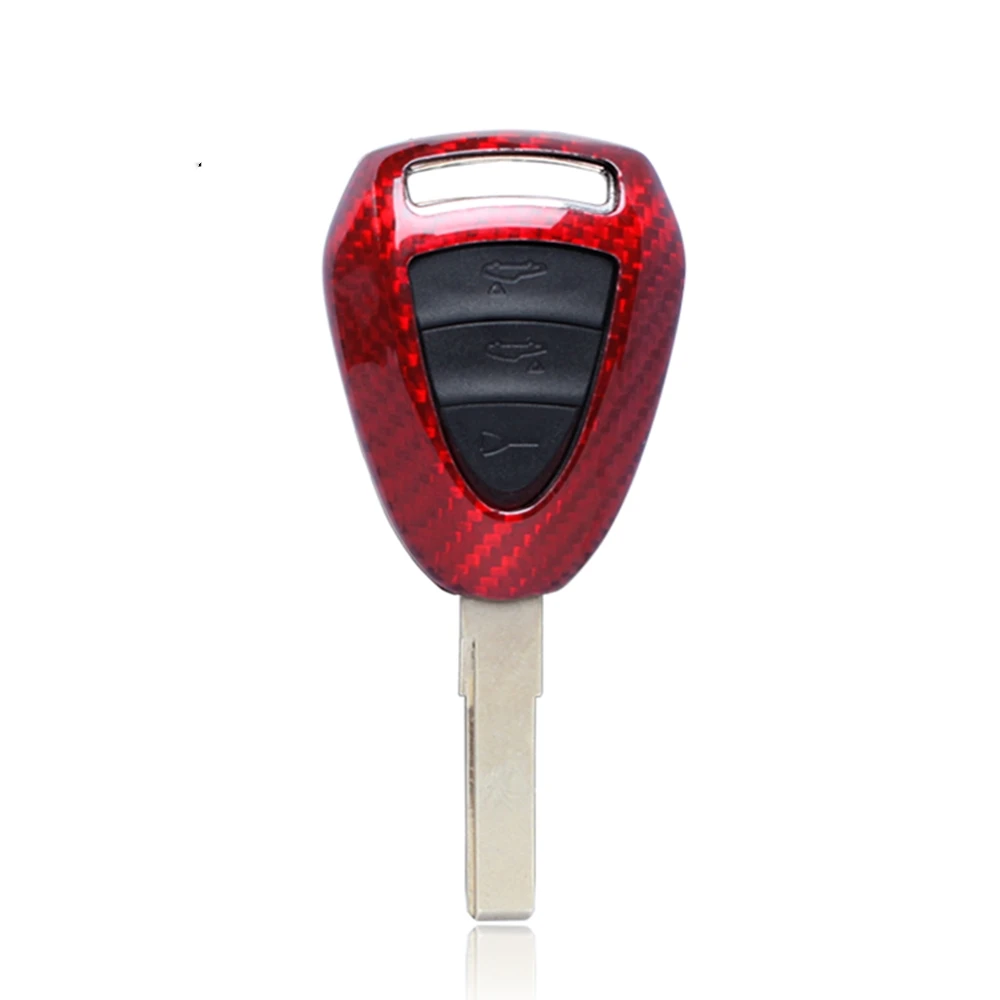 For Porsche 911 Boxter Cayman 3 Buttons Auto Smart Remote Key Fob Case Shell Cover Real Carbon Fiber Red Black Switch Bag Cap