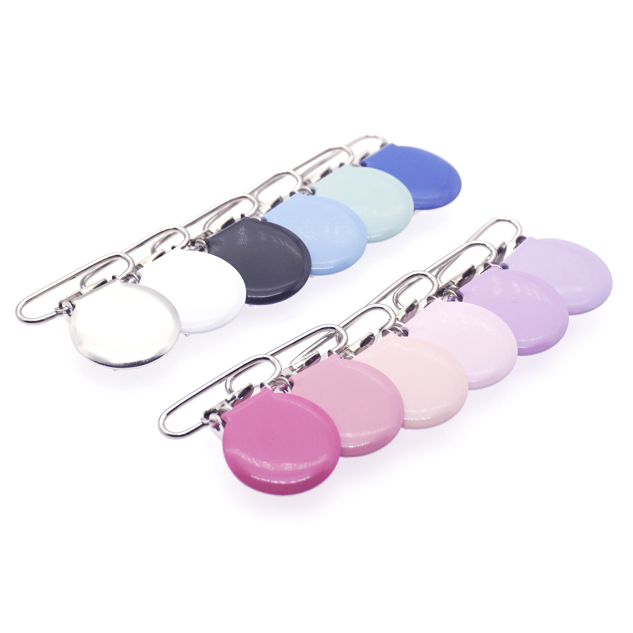 Wholesale 30 Pcs Baby Pacifier Clips Round Metal Holders Attache Sucette Baby Soother Clasps Safety Funny Accessories 25mm