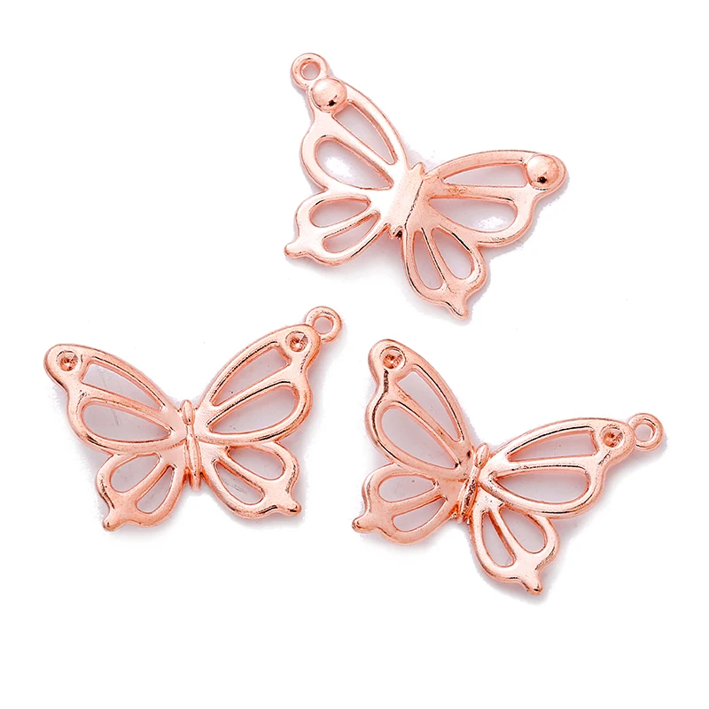 YuenZ-Hollow Out Metal Alloy Butterfly Charms Pendant, Marcação Jóias, Novo Produto, 6 Cores, 27x19mm, D2108, 15Pcs