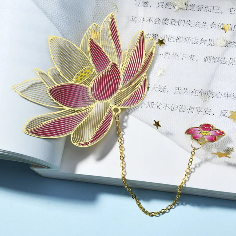 

1pc Creativity Lotus Four-leaf Clover Bookmark Cute Metal Art Exquisite Book Mark Page Folder Office School Supplies Stationery