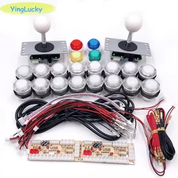 2 players Joystick Arcade DIY Kit LED parts button + Joysticks + USB encoder controller for Mame for Raspberry Pi 3