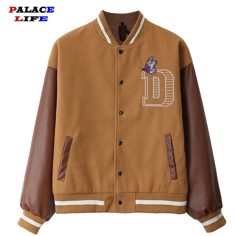 

2021SS Men's Jackets Tiger Embroidery Patchwork Bomber Jacket Hip Hop Casual Streetwear Unisex Varsity Style Men Baseball Coats