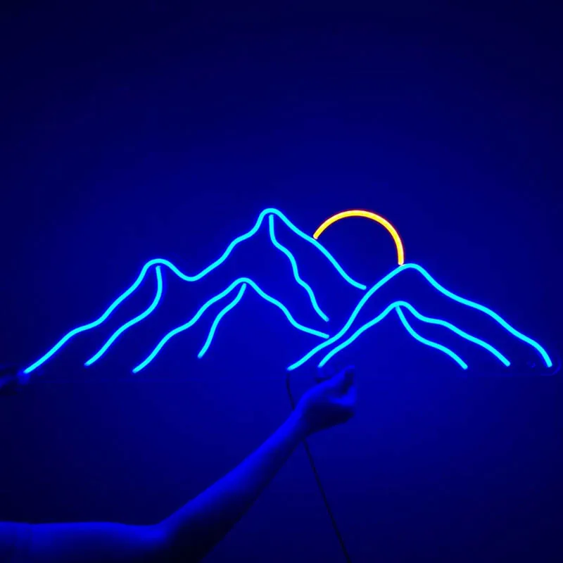 

Custom Mountains Led Neon Night Light Sign Sunrise Home Decor Sunset Wall Art Indoor Bedroom Wall Decoration