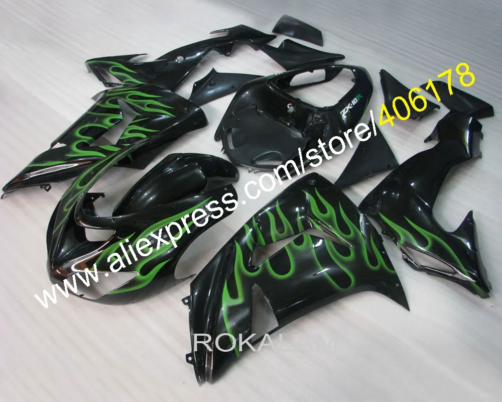 ZX-10R 06-07 ABS Motorcycle Parts Fairing For Kawasaki Ninja ZX10R 2006 2007 Red Flame Fairings Kit (Injection Molding)
