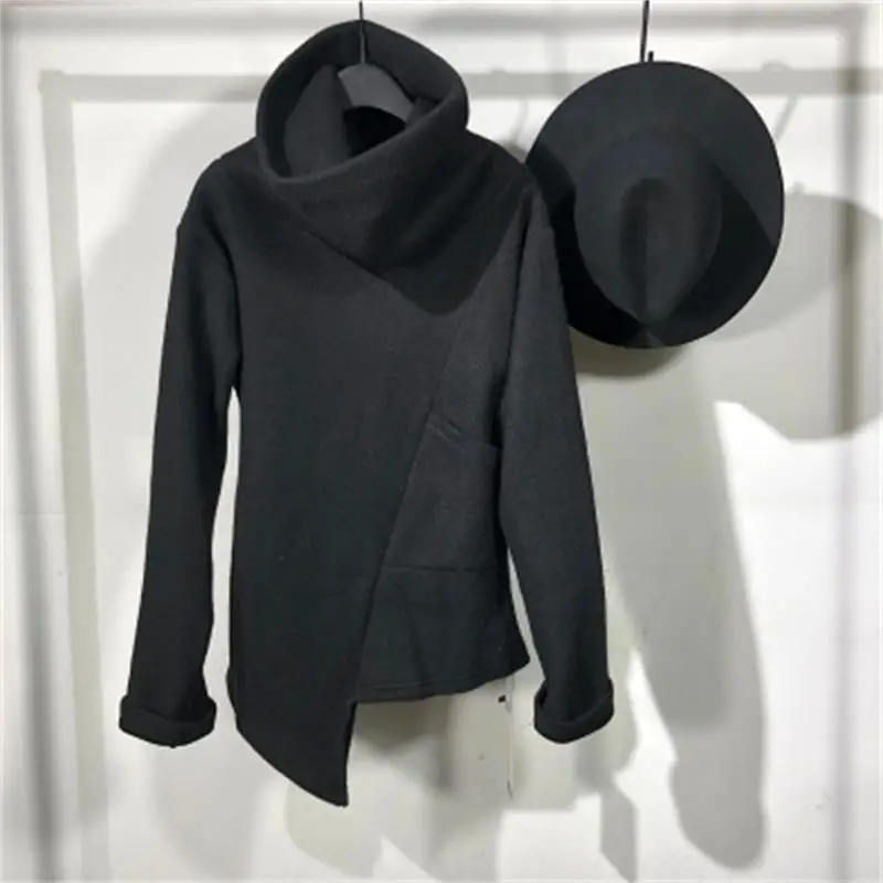 INS dark fashion men original thickening irregular loose turtleneck  Japanese street fashion undershirt hunter x hunter hoodie