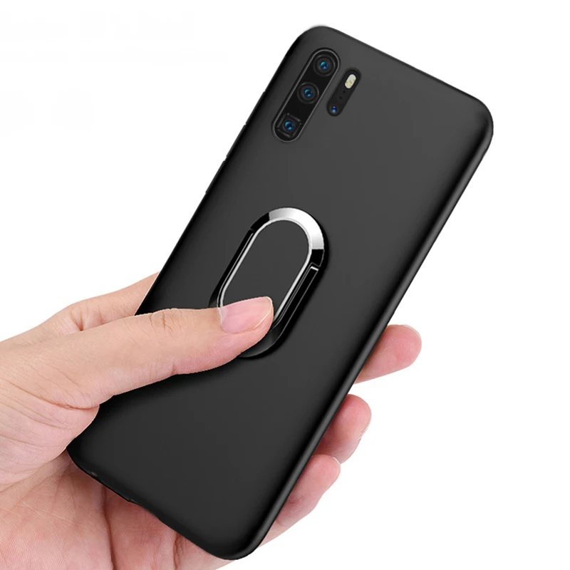 Cover For Huawei P30 Pro Case HW-02L VOG-L09 L29 Red Blue Black Classic Finger Ring 360 Degree Rotation Soft Silicon