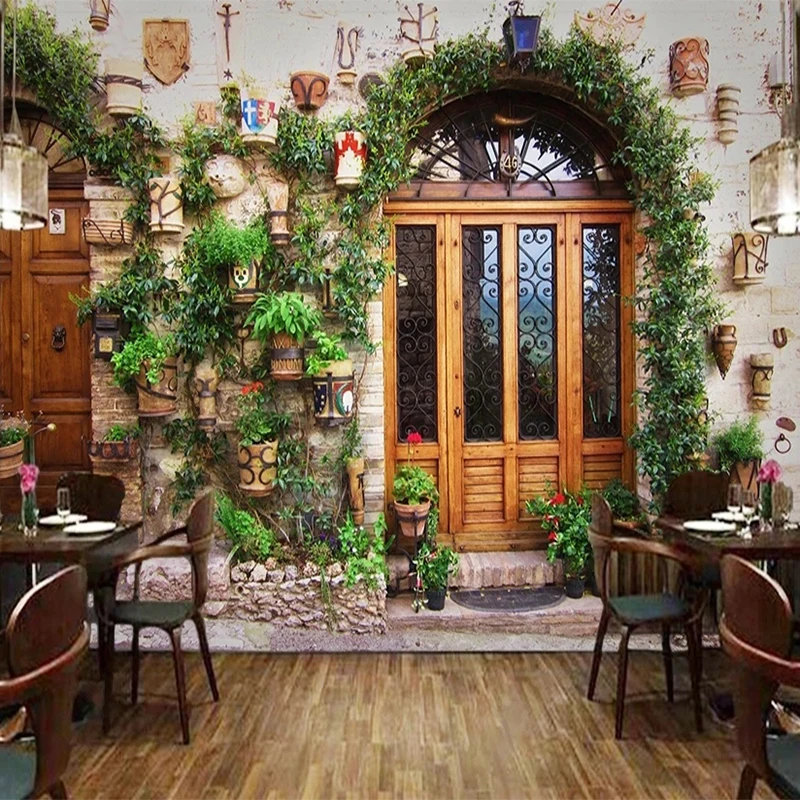 

Custom 3D Mural Wallpaper European Style Street View Restaurant Living Room TV Background Wall Decor Papel De Parede 3D Sticker