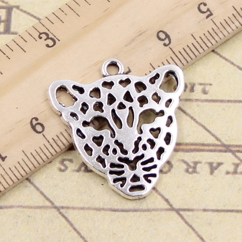 10pcs Charms Hollow Leopard Head 28x26mm Tibetan Bronze Silver Color Pendants Antique Jewelry Making DIY Handmade Craft Pendant